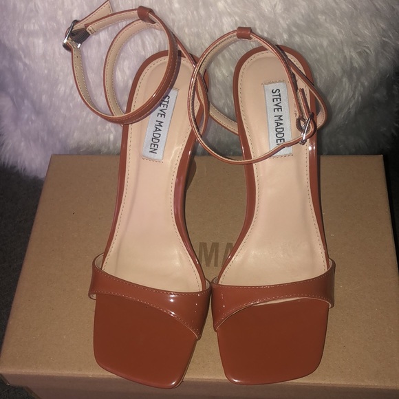 Cognac/Brown Steve Madden Heeled Sandals - Picture 5 of 5